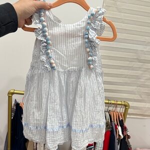 Pippa & Julie White and Blue Striped Casual Dress